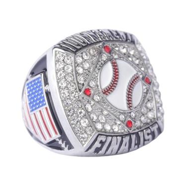 Imagem de TOPSPORTSJEWELRY Pacote com 12 peças Gold Champions Silver Finalist Baseball Championship Trophy Ring Baseball Awards for Teams, Baseball Players Awards Tamanho 9 (pacote com 12 unidades)