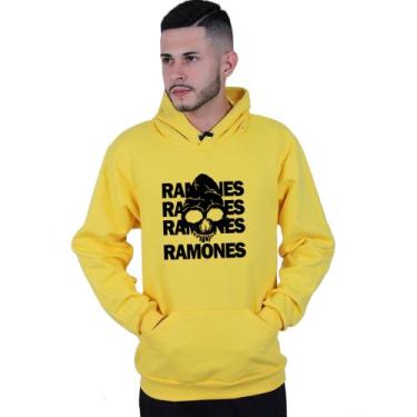 Imagem de Moletom Unissex Canguru Ramones Caveira World Rock - Lafre, Amarelo, G
