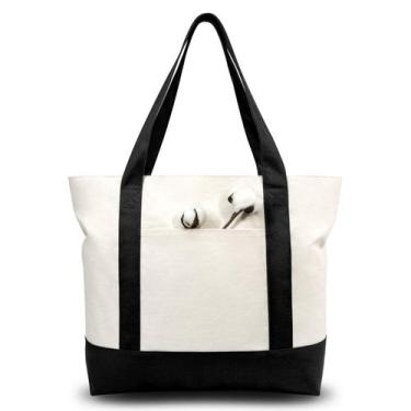 Imagem de Sacola de lona TopDesign elegante com bolso externo, pacote com 6