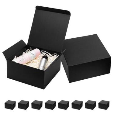 Imagem de Caixas de presente Mcfleet Black 20x20x10 cm, pacote com 10 tampas