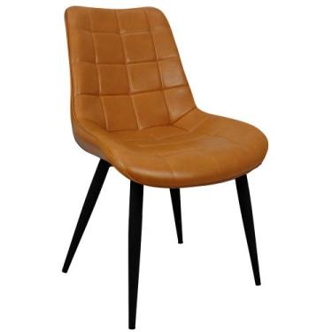 Imagem de Cadeira Romana Provence Poltrona Estofada Pu Vintage Retro Pés Preto -