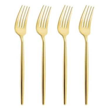 Imagem de Garfos de plástico dourado U-QE 180 unidades, 19,3 cm, resistentes par