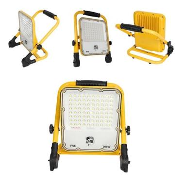 Imagem de Refletor Led 200w Com Bateria 24h Branco 6500k Ip66 Bivolt