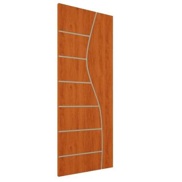 Imagem de Folha de Porta de Madeira Frisada 210x80 Espessura 3,5cm Valuchi Mogno
