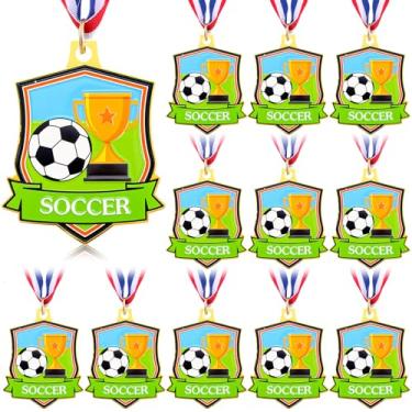 Imagem de Hiboom 12 medalhas para prêmios, futebol futebol vôlei golfe basquete tênis medalha de metal ouro presentes de equipe, lembrancinhas de festa temáticas esportivas, medalhas de prêmio em massa para
