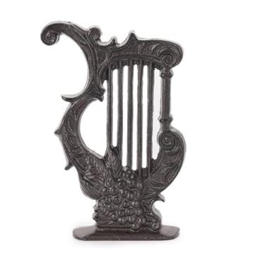 Imagem de Sungmor Estatueta vintage de lira de ferro fundido - Escultura de instrumento musical antigo, acento de harpa decorativa para prateleira, cornija, mesa, decoração de casa e escritório