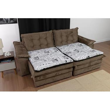 Imagem de Pillow Top Impermeável Protetor de Sofá Retrátil 2m | Capa Dupla Face Estampada e Lisa | Proteção Contra Sujeira, Manchas, Pets e Crianças | Conforto e Decoração para Sala (Jornal/Preto)