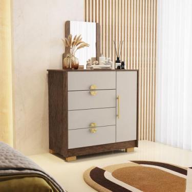 Imagem de Cômoda Sapateira Vollard 4 Gavetas 1 Espelho 1 Porta com Prateleira No