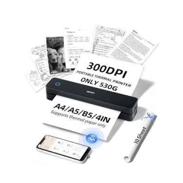 Imagem de iDPRT Impressora térmica portátil MT610 para viagens, pequena impressora sem fio A4 para escritório, lição de casa, estudo, notas com densidade de 300DPI, compatível com iOS, Android, tablet e laptop