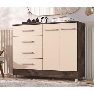 Imagem de Cômoda 4 gavetas 1 porta - GISELE CHOCOLATE/OFF WHITE