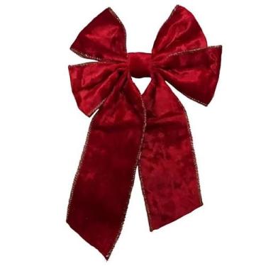 Imagem de Laço Grande Vermelho Veludo 17cm Enfeite Árvore De Natal - Rio Master