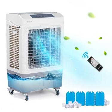 Imagem de ROVSUN Refrigerador de ar evaporativo de 10,5 galões, refrigerador portátil de pântano de 2600 CFM com controle remoto, oscilação, 3 velocidades, temporizador de 7,5H e tanque de água de 40L