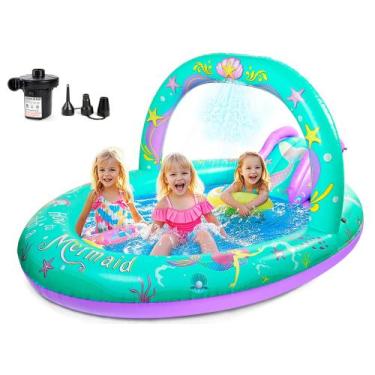 Imagem de Piscina infantil inflável SULIFEEL Mermaid com escorregador