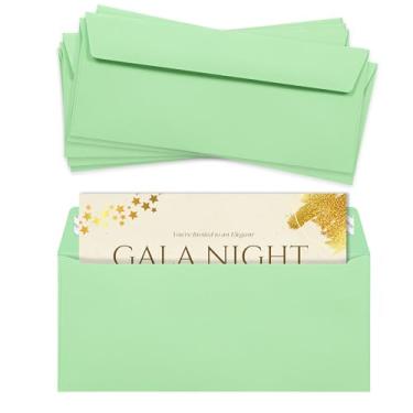 Imagem de #9 Envelopes Verdes Autovedantes, Pacote com 25, Envelopes Coloridos Carta Tamanho 9 x 21 cm, Envelopes Comerciais para Cartões, Convites, Férias, Cartões Postais, Presentes, Papel Pesado de 14,5 kg