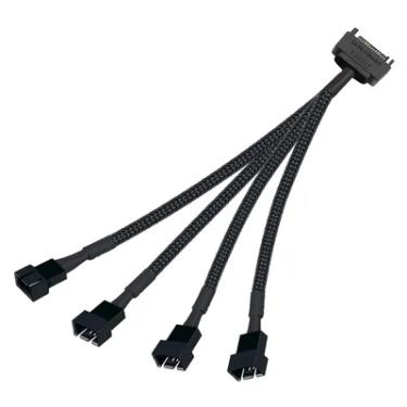 Imagem de Cabo Splitter Para Cooler Fan 4 e 3 Pinos, Conector tipo PWM, 1 para 4 Saídas, Alimentação SATA