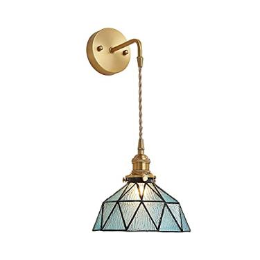 Imagem de Luminária de parede de vidro, arandela de latão, luminária de parede interna, altura ajustável E27, luminárias de parede, luzes de leitura de cabeceira para sala de estar, estante, cômoda, m