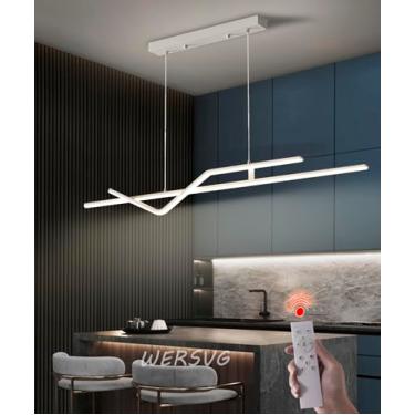 Imagem de Luminária pendente LED 45W Luminária pendente regulável com controle remoto Mesa de jantar moderna Altura da garra Iluminação de alumínio ajustável para sala de jantar Escritório Cozinha Lum