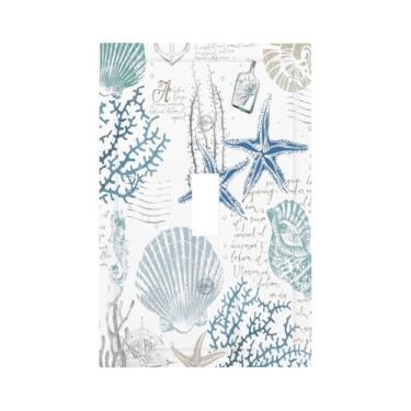 Imagem de Algranben Ocean Beach Starfish Seashell 1 Gang Single Toggle Light Switch Cover Decorativo Náutico Costeiro Coral Mar Interruptor de Luz Elétrica para Quarto e Banheiro Acessórios