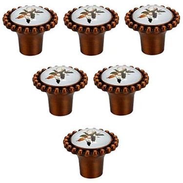 Imagem de Puxadores de decoração de cômoda de banheiro puxadores de porta de gaveta de móveis de cozinha estilo pastoral puxadores de móveis de armário 4 cores disponíveis - 6 peças (estilo C distância do furo