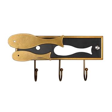 Imagem de URGDWEKJY Cabide de parede montado na parede cabideiro criativo em forma de peixe dourado gancho de entrada criativo gancho de parede gancho de metal cabide de parede (A)