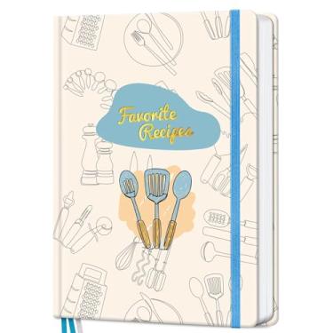 Imagem de LuBudingJoy Diário de receitas A5 - Livro de receitas em branco personalizável com 148 páginas de receitas (ferramentas bege)