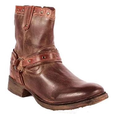 Imagem de Bigfanshu Sapatos de salto baixo com zíper e bico redondo, estilo cano alto, casual, moderno, exclusivo, com tira de monge, gancho, cadarço, sem fecho, sem fecho, botas de cano médio, Café, 39 BR G