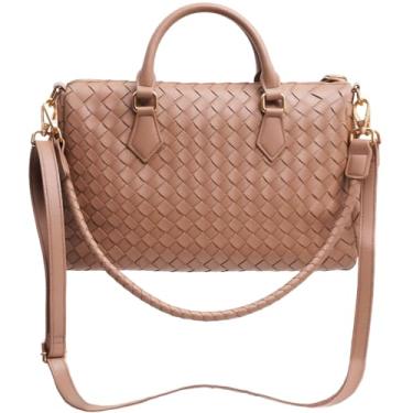 Imagem de Bolsa feminina de tecido, bolsa de ombro, alça transversal, bolsa Hobo, couro vegano, viagem, zíper leve, Mocha, Medium Large