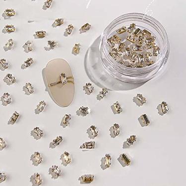 Imagem de Conjunto de joias de unhas brilhantes para decoração de unhas de zircão, acessórios de unhas de zircão, prego quadrado (ouro-retângulo)