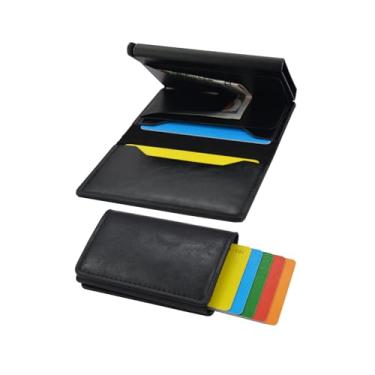 Imagem de Carteira fina para homens/mulheres, proteção RFID, carteira masculina minimalista, porta-cartão de crédito, carteira masculina elegante para segurança e conveniência, bolso frontal traseiro, suporta 8