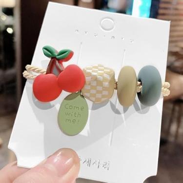 Imagem de Laços de cabelo grossos sem costura para cabelos cacheados e longos - Elásticos de cabelo para mulheres, homens e meninas, suportes de rabo de cavalo grandes, updos e tranças (cereja)