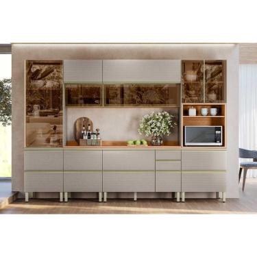 Imagem de Cozinha Completa Proença 6 Peças (2aéreos+2balcões+1paneleiro+1cristaleira) C6p98 Nogueira Touch-nude Prime - Demóbile