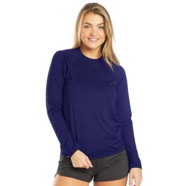 Imagem de Camiseta Feminina Manga Longa UV Estilo - Slim Fitness, Marinho, P