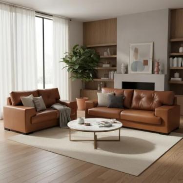 Imagem de Sofá Julia Conjunto 2 e 3 Lugares Confort Courissimo (CARAMELO 852)