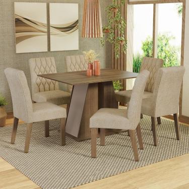 Imagem de Conjunto Sala De Jantar Mesa Tampo De Madeira 6 Cadeiras Rustic/crema/imperial Fabiana Madesa Rustic/crema/imperial