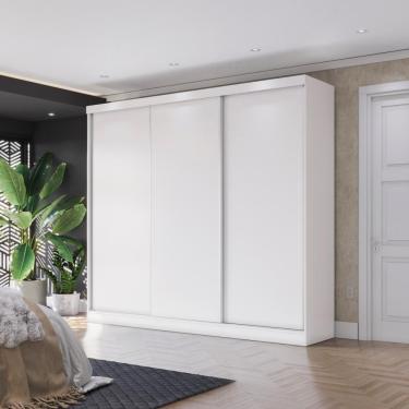 Imagem de Guarda-roupa Casal 100% Mdf Kappesberg 3 Portas De Correr 8 Gavetas Branco