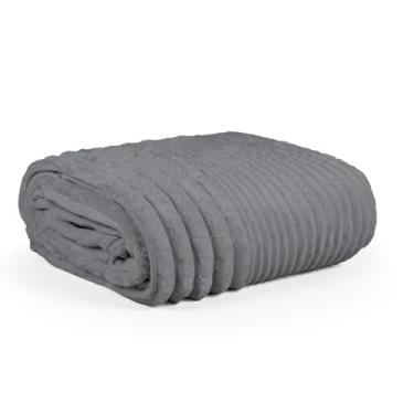 Imagem de Cobertor Grosso Toque Aveludado Ultra Soft 280grs 3D Relevo Manta Macio e Quente (Casal, Toronto Chumbo)