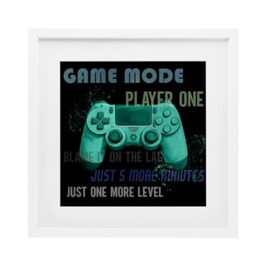 Imagem de Stupell Industries Game Mode Player One Controller Impressão emoldurada branca sob vidro, design por Kim Allen, 13 x 13