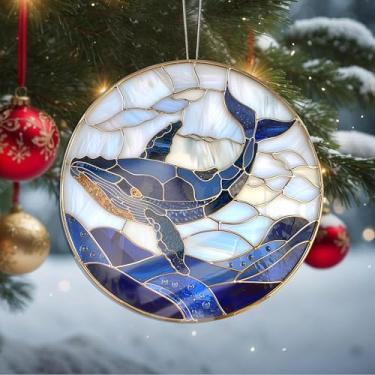 Imagem de Enfeites de Natal pendurados em cristal de baleia, enfeites de árvore de Natal feitos à mão, decoração de carro e casa - presentes de Natal, decoração de artesanato em acrílico, ideias de troca de