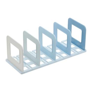 Imagem de PATIKIL Organizador de arquivos vertical, organizador de arquivos de mesa com 4 compartimentos, suporte vertical vertical, divisórias de prateleira ajustáveis de plástico para mesa de escritório