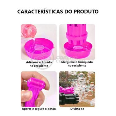 Imagem de Máquina Elétrica Lança Bolhas Sabão Infantil Rosa
