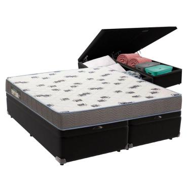 Imagem de Cama Box Queen Com Bau Ortobom D33 Light Bege Preto