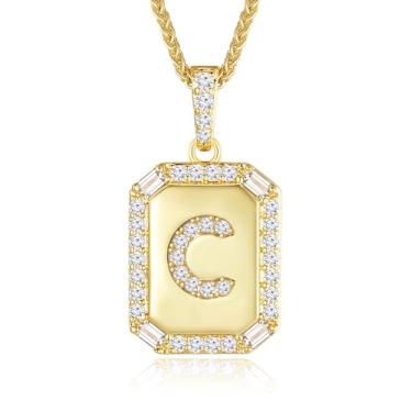 Imagem de Peeshow Colares femininos com inicial de ouro 18 quilates, colar de corrente com pingente de letra delicada, joias femininas de ouro, presentes para mulheres, esposa, mãe, filhas, aniversário