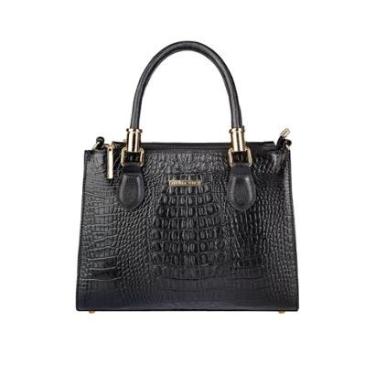 Imagem de Bolsa grande de couro croco estruturada Emilia-Feminino