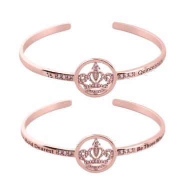 Imagem de LQRI Presente de quinze anos de aniversário de 15 anos com pingente de coroa de princesa doce 15 presente para marmelo Años presente feliz aniversário, Small, Cobre, Cobre