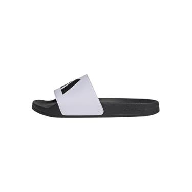 Imagem de adidas Sandália de chuveiro unissex Adilette para adultos, Branco/Preto/Preto, 11 Women/10 Men