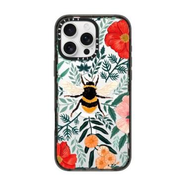 Imagem de CASETiFY Capa Impact para iPhone 16 Pro Max [proteção contra quedas de grau militar de 2,5 m 4X/compatível com Magsafe] - Bee in The Flowers da Papio Press - Preto transparente