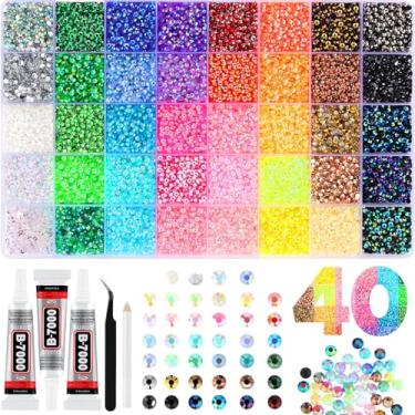 Imagem de Jeleia de resina Strass para artesanato brilhantismo 32000 peças Kit pedras flatback com 3 Cola B7000 roupas sapatos unhas livros arte diamantes