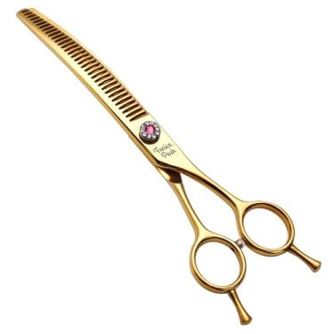 Imagem de Fenice Peak Tesouras profissionais para cuidados com cães e animais de estimação, tesoura curvada, lâminas extremamente afiadas, tesoura de desbaste de aço 440C, durável, movimento suave e corte fino