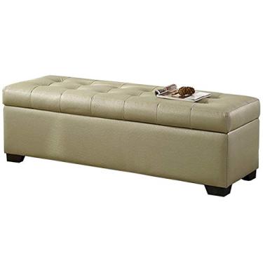 Imagem de FAMEOYA Banqueta otomana, banco de cama, sofá com tecnologia confortável, tecido de grande capacidade, pode ser virado para quarto, sala de estar, casa, banco de troca de sapatos, vários tamanhos