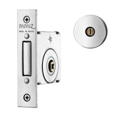 Imagem de Fechadura Trava Tetra Auxiliar 140 R68 Roseta Redonda Cromada 40mm Pap